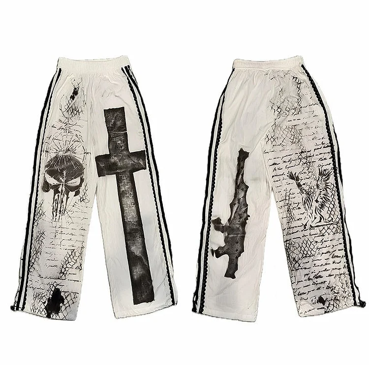 Goth Punk Printed Streetwear Track Pants