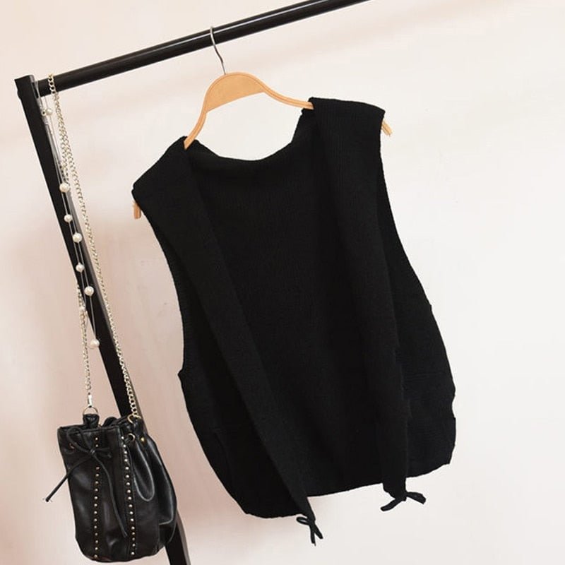 Knitted Sweater Vest Cardigan Shrugs Top Hooded Short Sleeveless Shrug Outerwear Autumn Fall Sweaters Women Casual Female Tops