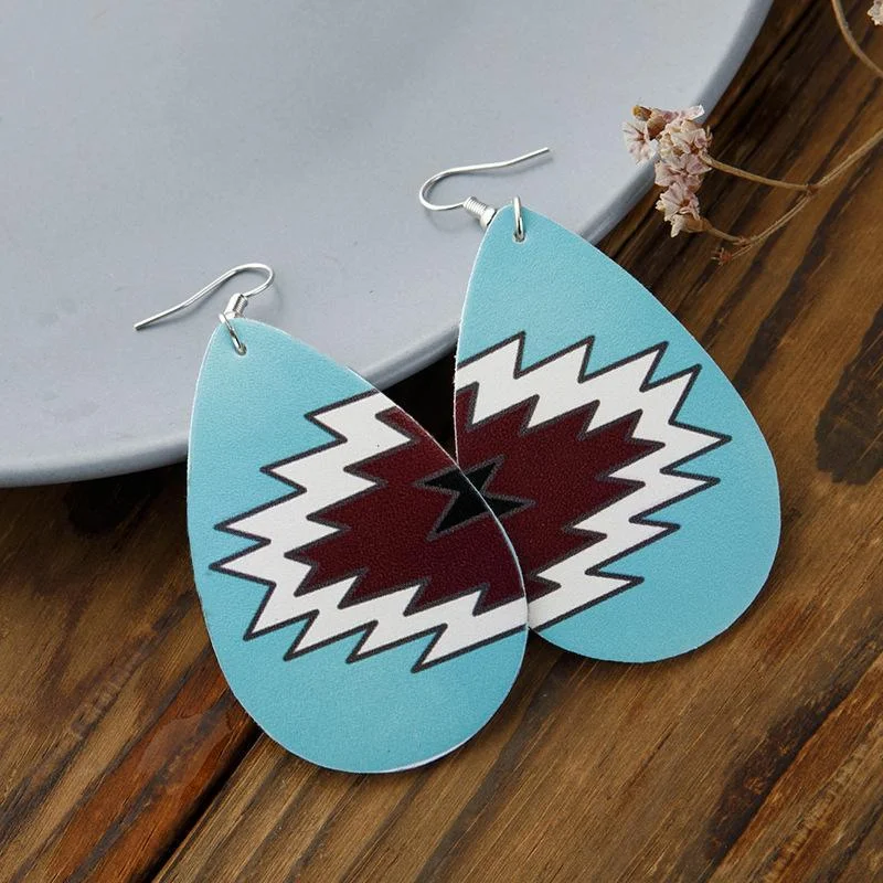 Geometric Drop Leather Earrings