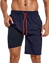 difficort Mens Swim Trunks Quick Dry Bathing Suit 9 inch Inseam Board Shorts with Compression Liner and Zipper Pocket