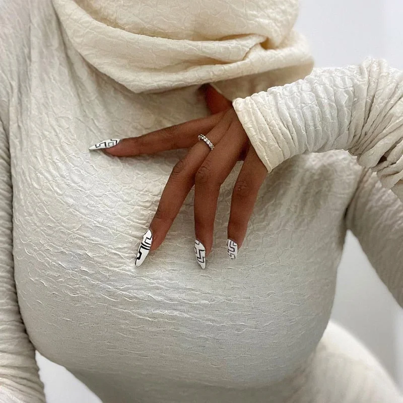 BIIKPIIK Solid Hoodied Skinny Dress Female Casual Bodycon Long Sleeve Autumn Elegant Dresses Basic Vintage 2021 Mini Clothing