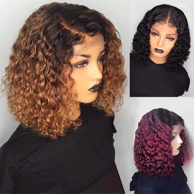 SHORT CURLY LACE FRONT HUMAN HAIR WIGS