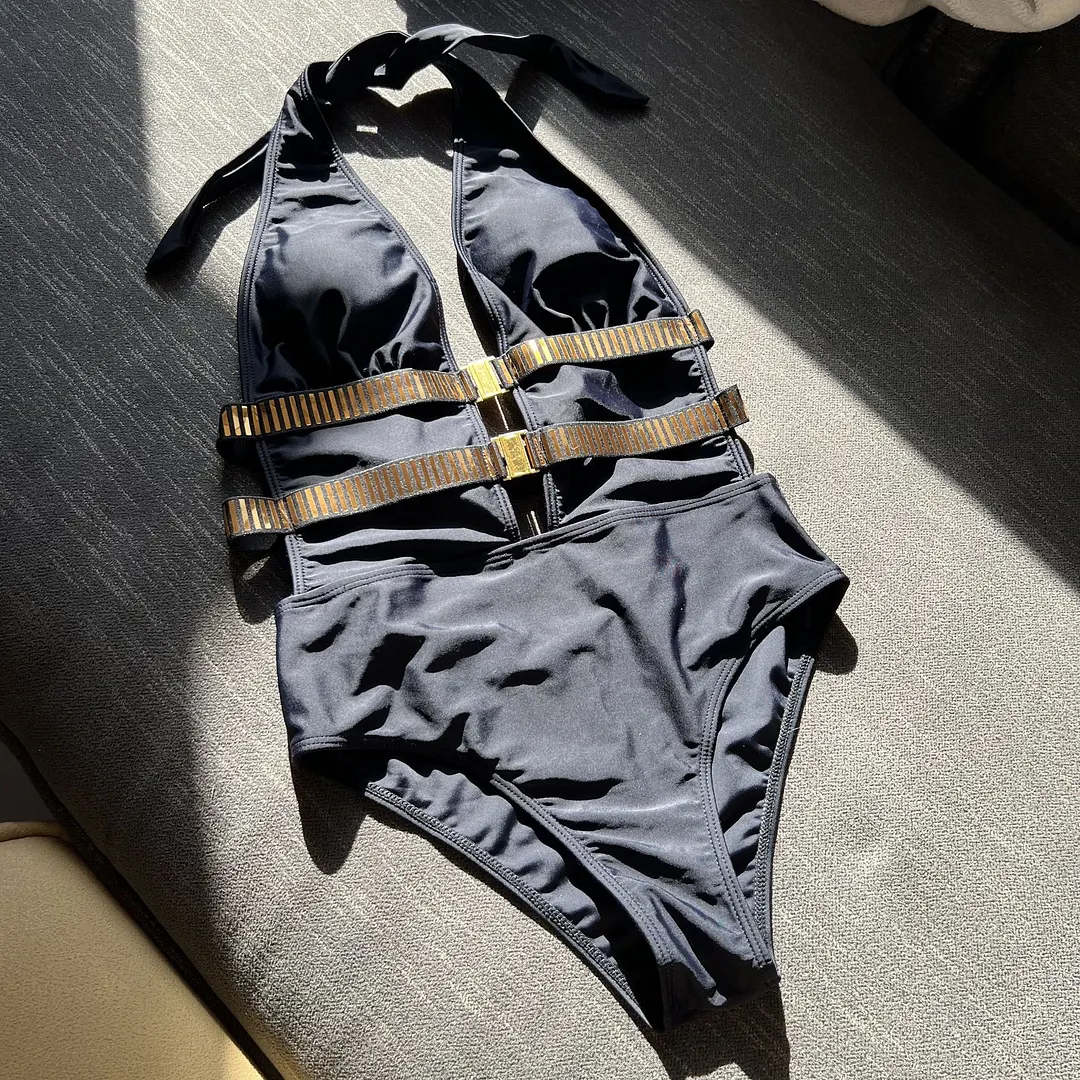 Uveng 2023 New Sexy Leak Back Webbing With Conjoined Swimsuit Bikini