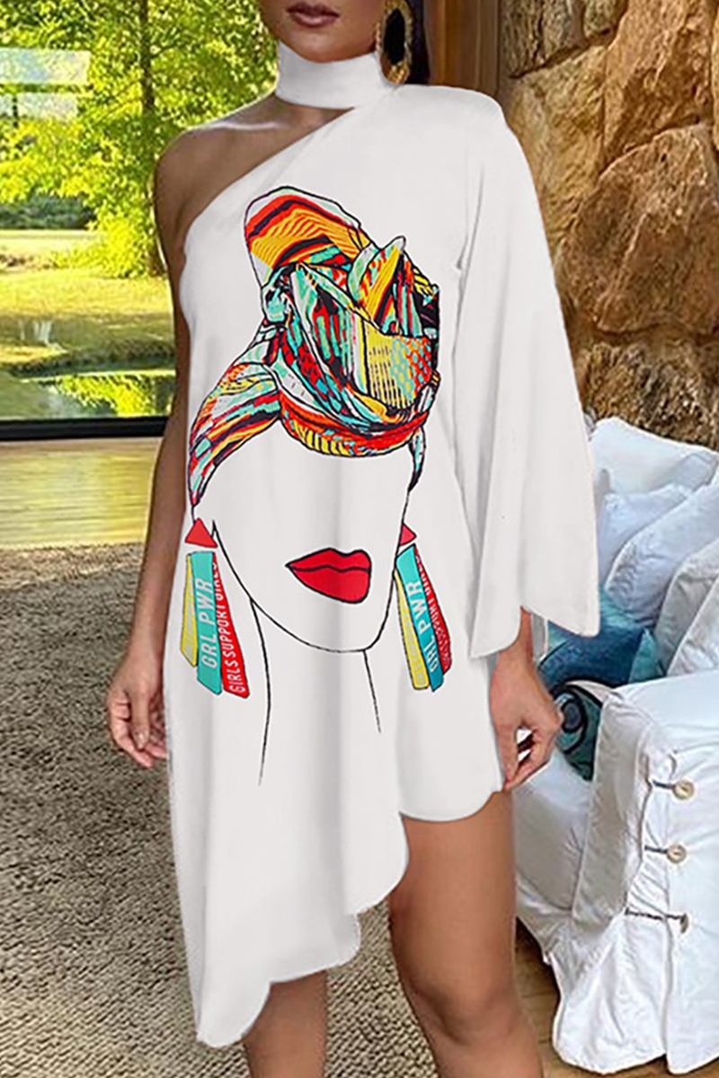 Casual Print Split Joint Halter Irregular Dress Dresses