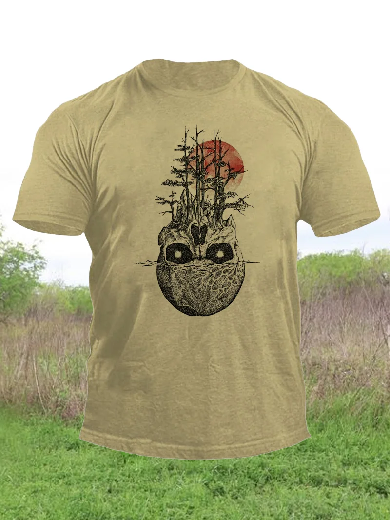 Creative skull tree short-sleeved shirt