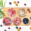 6Pcs/set Diamond Painting Wooden Flower Coaster Cup Cushion With Holder