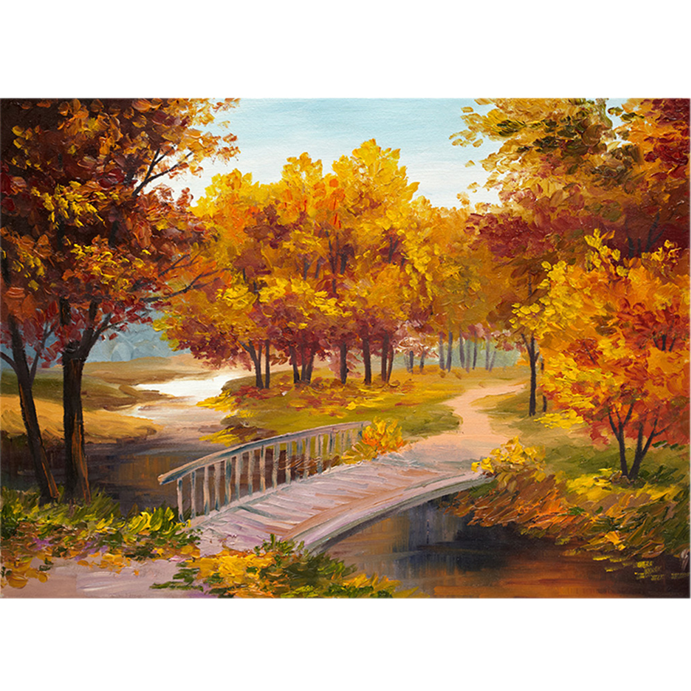 

40*30CM - Round Drill Diamond Painting - Maple Bridge, 501 Original