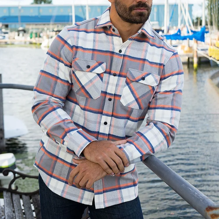 Utbros Contrast Gray Check Shirt Jacket