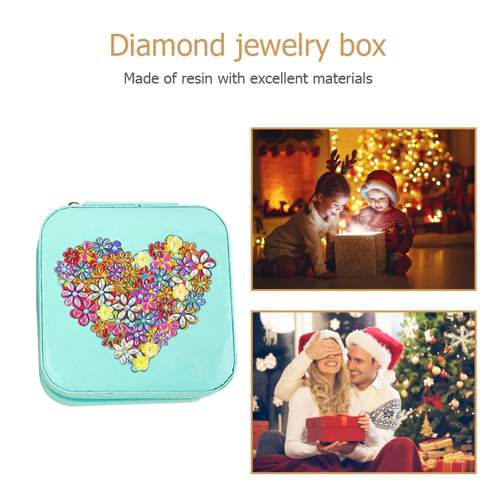 DIY 5D Rhinestone Jewelry Storage Box Special Shape Diamond Case (Heart)