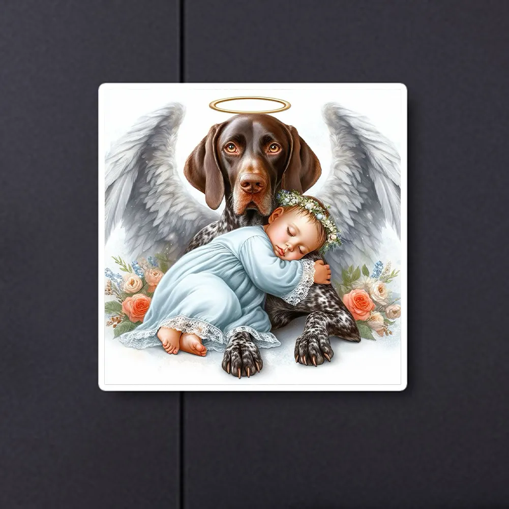 Full Round Diamond Painting 30*30cm - Angel Dog And Baby