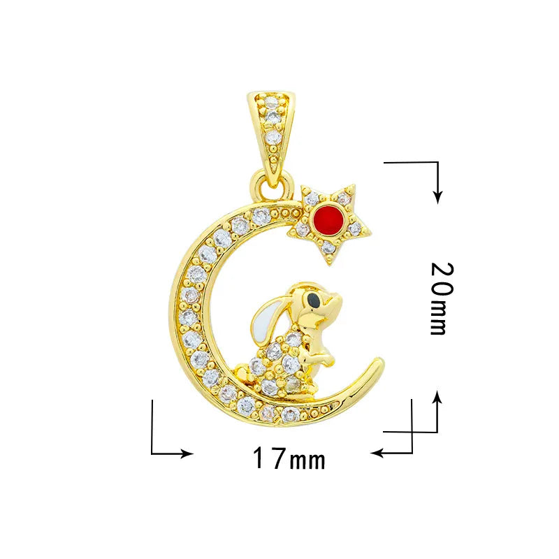 1 Piece 18*20.5mm 19*33mm Copper Zircon Star Moon Heart Shape Pendant