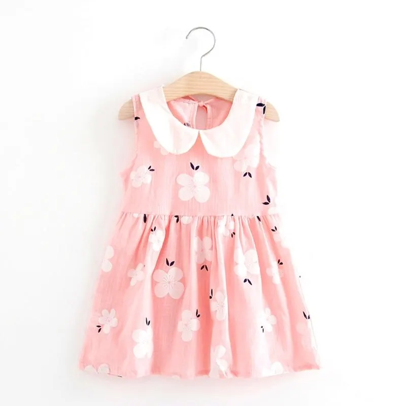 1-6 Years Baby Girls Sleeveless Princess Dresses Summer Kids Floral Printed Dress Girl Pure Cotton Dress Children Clothing