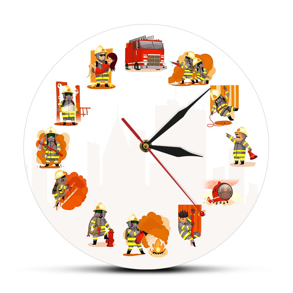 

Fireman At Work Fire & Rescue - Frameless Acrylic Wall Clock, 501 Original