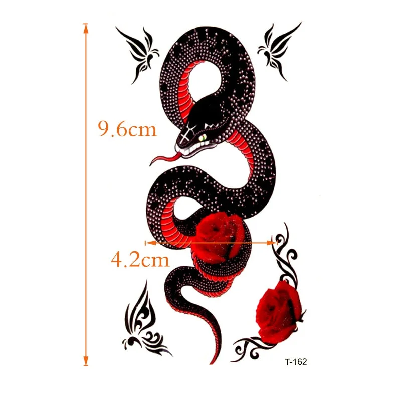 Red-bellied Snakes Waterproof Temporary Tattoos Men henna tattoo Beauty Tattoo kids temporary Tatoo rouge a levre Tatoo sticker