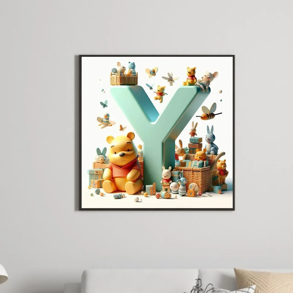 Full Round Diamond Painting 30*30cm - Winnie The Pooh'S 26 Letters Y