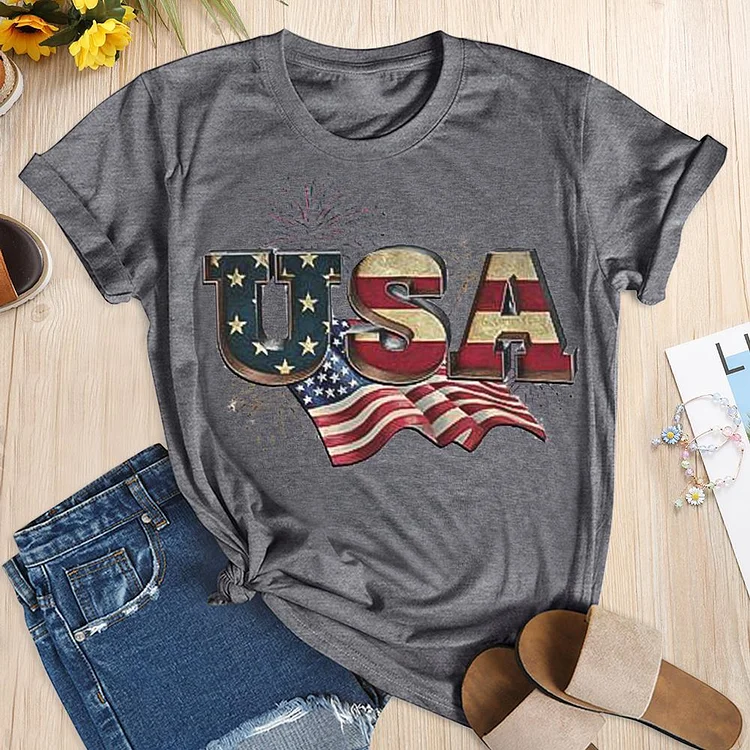 USA American Flag T-shirt Tee --Annaletters