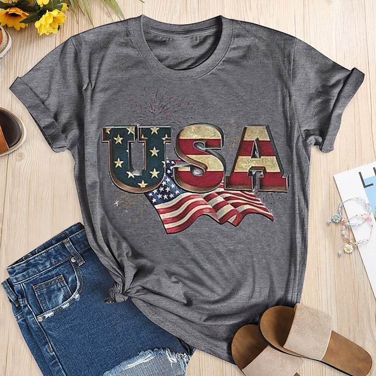 USA American Flag T-shirt Tee -