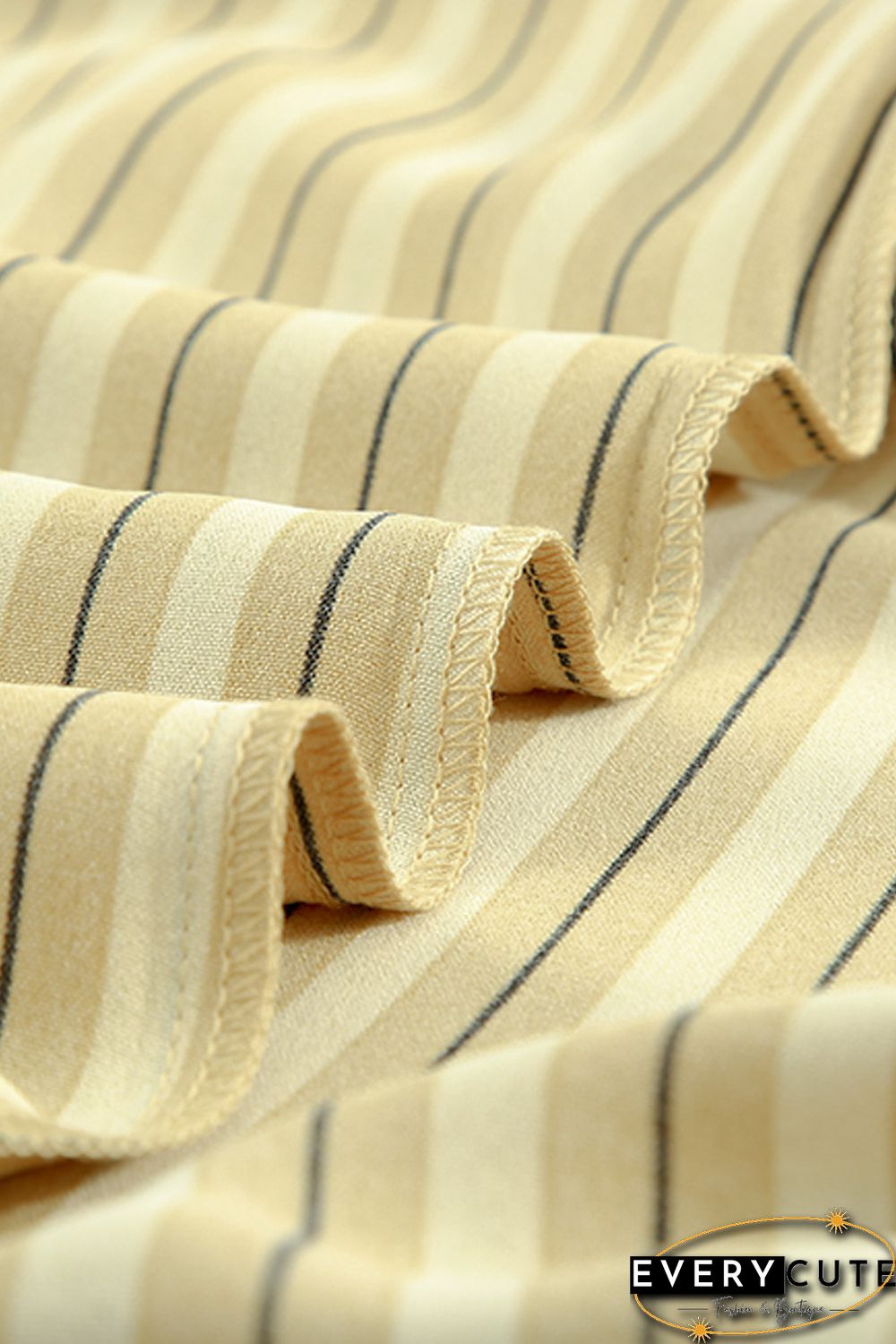 Yellow Striped Buttons Closure Long Sleeve Shirt