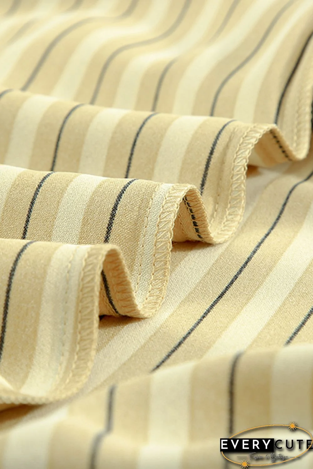 Yellow Striped Buttons Closure Long Sleeve Shirt