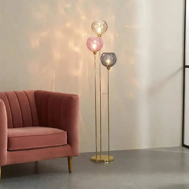 Hailie floor lamp glass, 3 lights, 2 colors, height 153CM