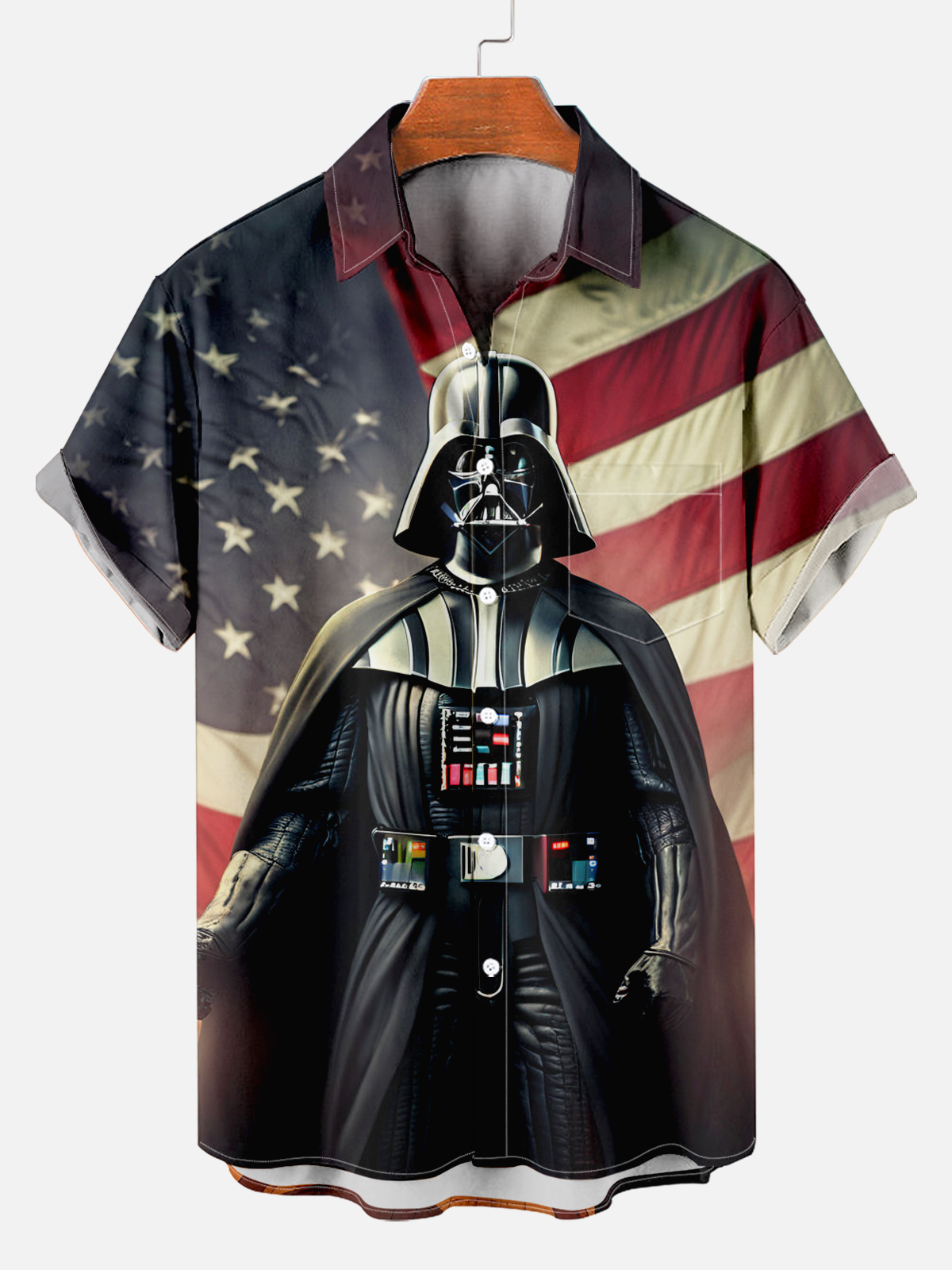 Men's Comfortable American Flag Soldier Print Shirt PLUSCLOTHESMAN