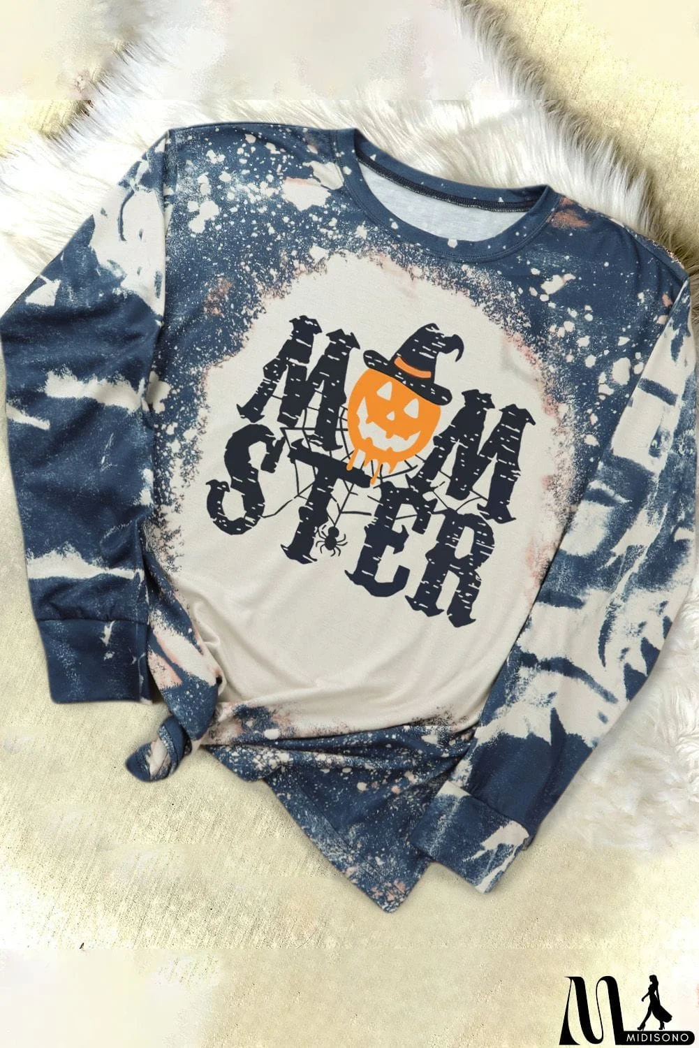 MidiSono - color MOM STER Pumpkin Tie Dye Print Long Sleeve Top