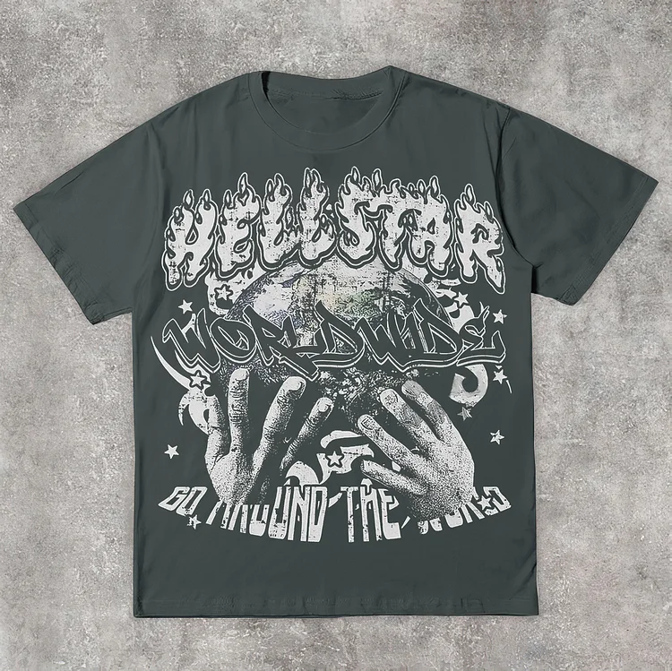 Vintage Hellstar Worldwide Print Graphic Cotton T-Shirt