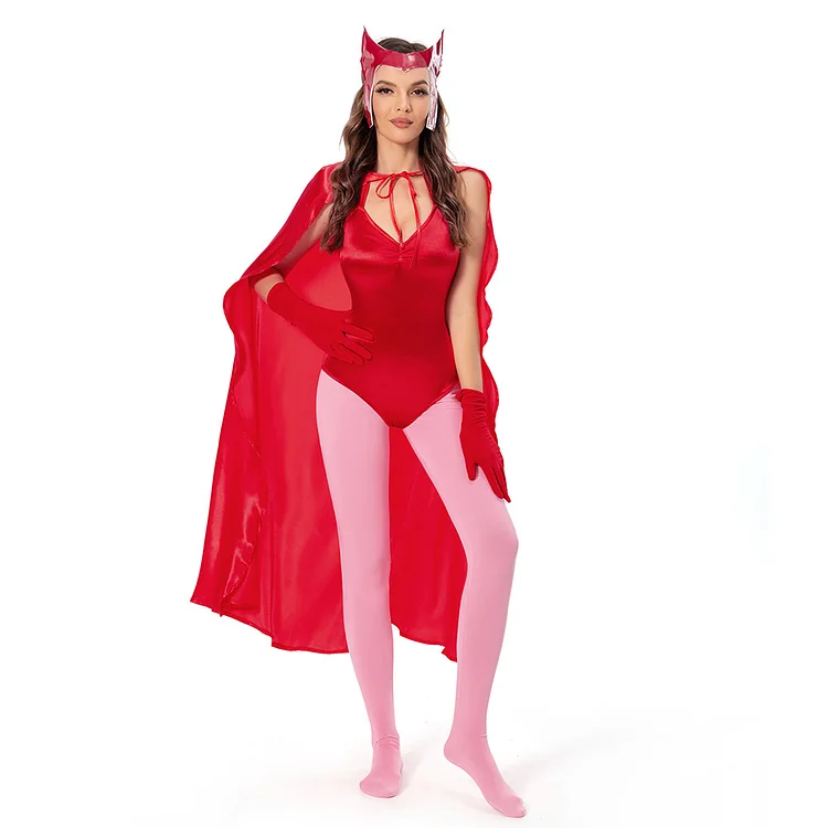 Wanda Vision Halloween Carnival Suit Scarlet Witch Wanda Maximoff Women Jumpsuit Outfit Cosplay Costume