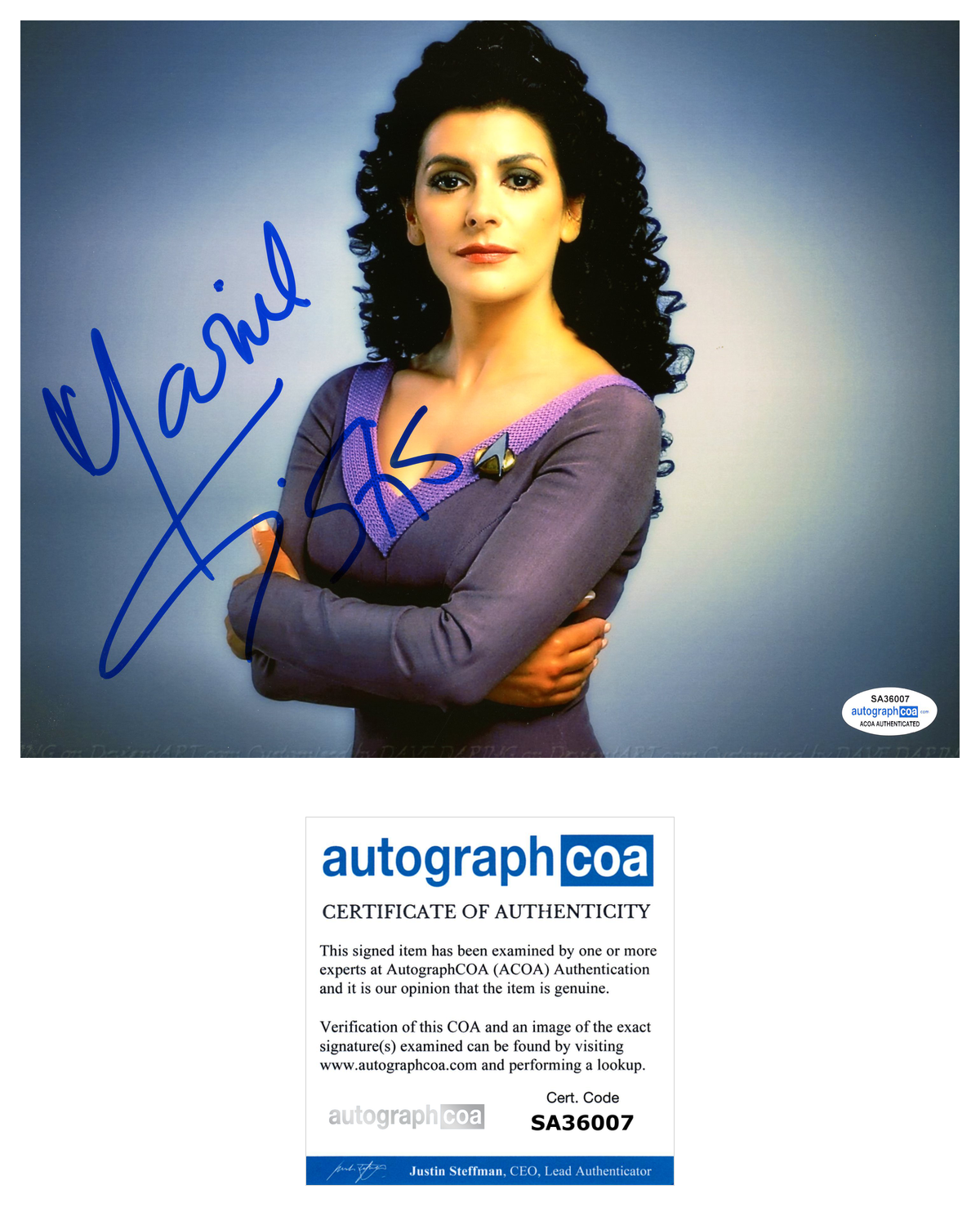 Marina Sirtis Signed Autographed 8x10 Photo Poster painting Star Trek Actress ACOA COA