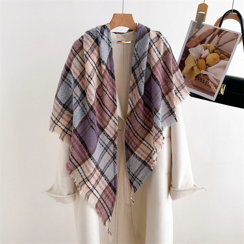 Cashmere Plaid Warm Shawl Scarf Unisex Autumn And Winter Fashion All-Matching Tassel Scarf