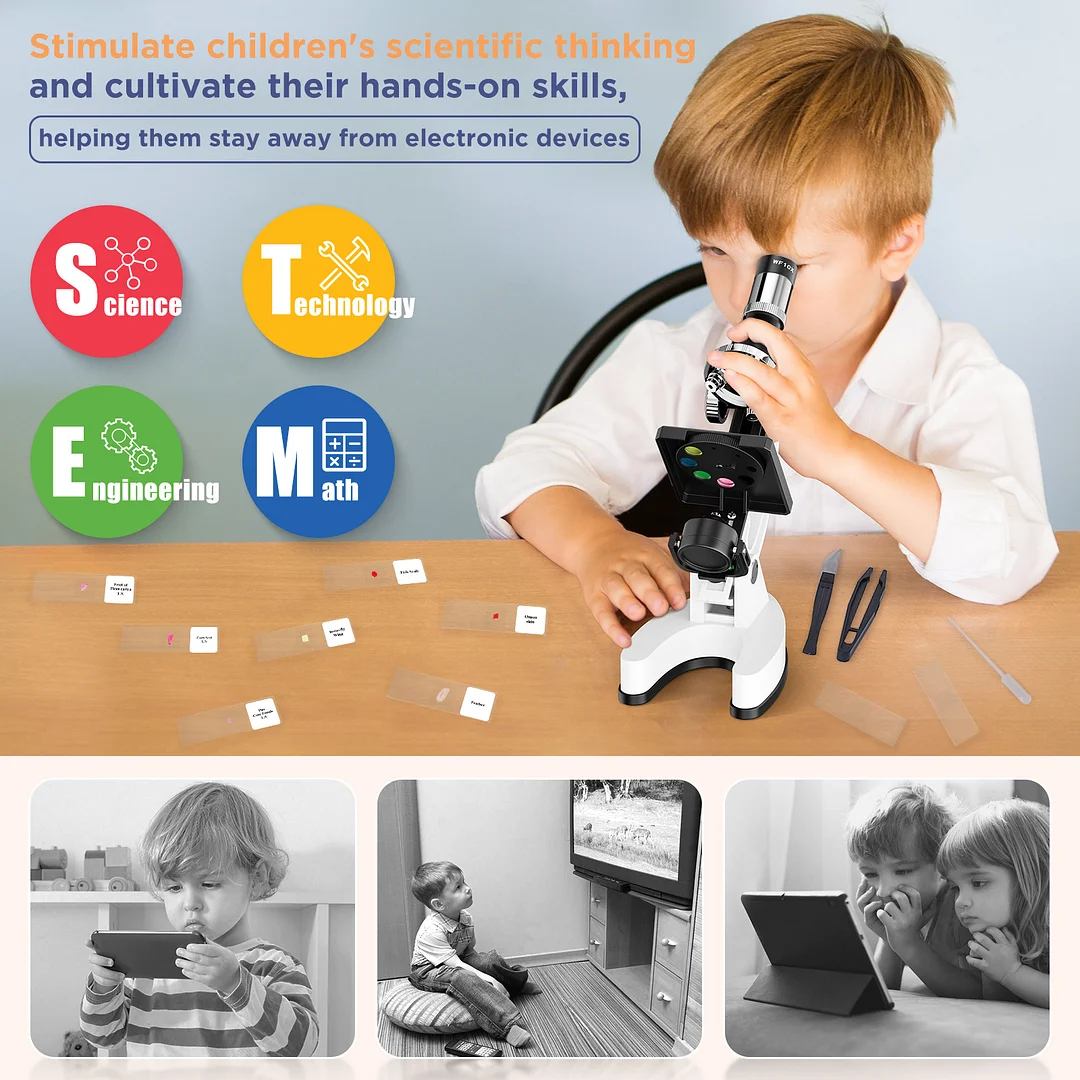 BEBANG Kids Microscope Kit with Carrying Box, 100X-1200X Magnification
