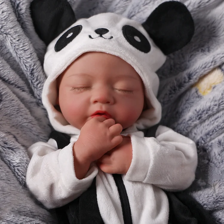 Babeside Annie 16" Full Silicone Reborn Baby Girl with Panda Jumpsuit