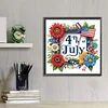 Independence Day Flag and Flowers - Crystal Rhinestone Diamond Painting
