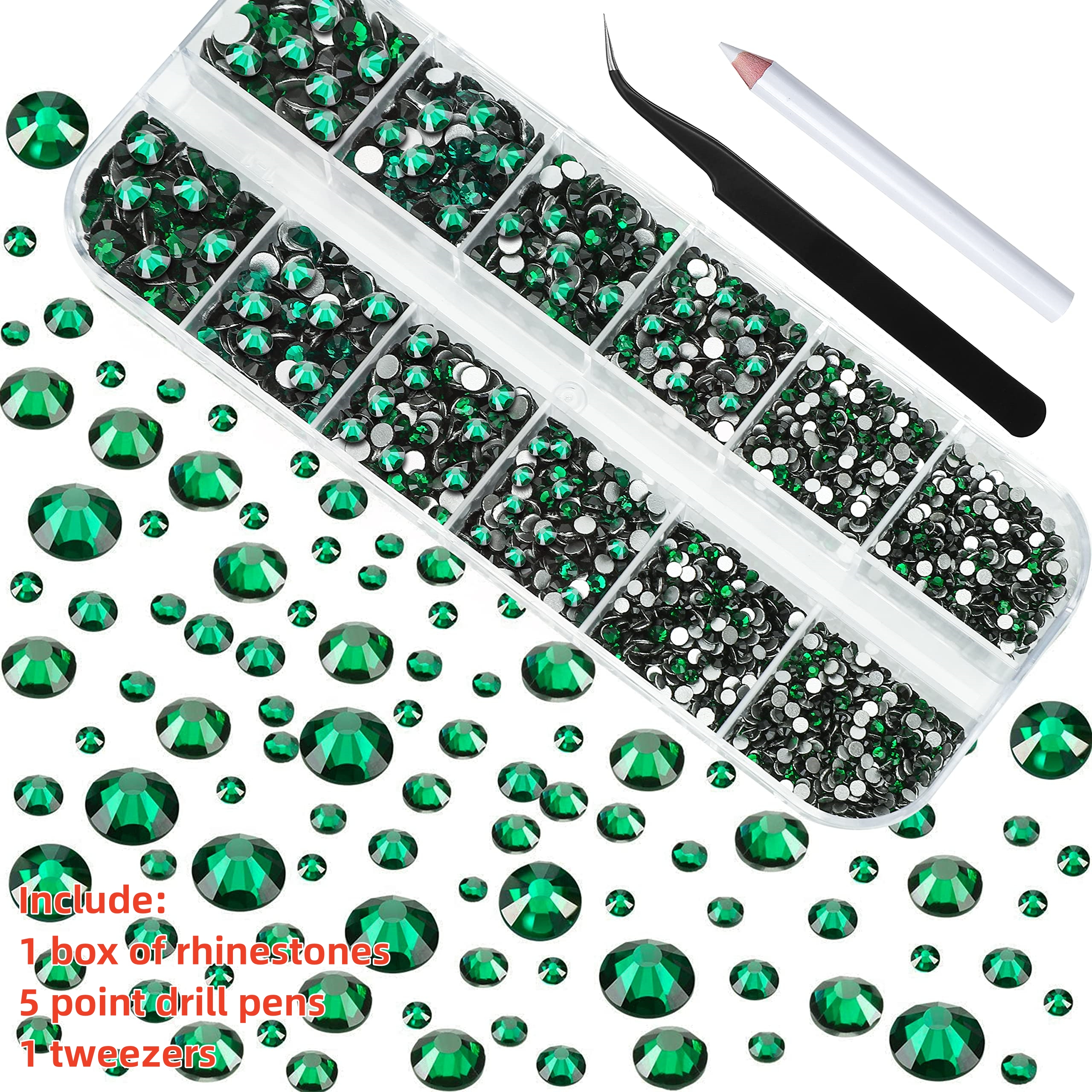 Multi-Size Nail Rhinestones Kit 3D Crystal AB DIY Nail Art Decors Diamond Gems Glitter Manicure Point Drill Pen Tweezers Tools #