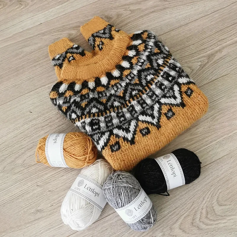 Casual Crew Neck Fairman Island Pattern Print Sweater