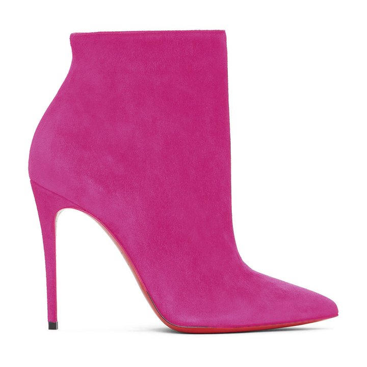 100mm Women's Closed Pointed Toe Stilettos Red Soles Ankle Boots Suede-vocosishoes