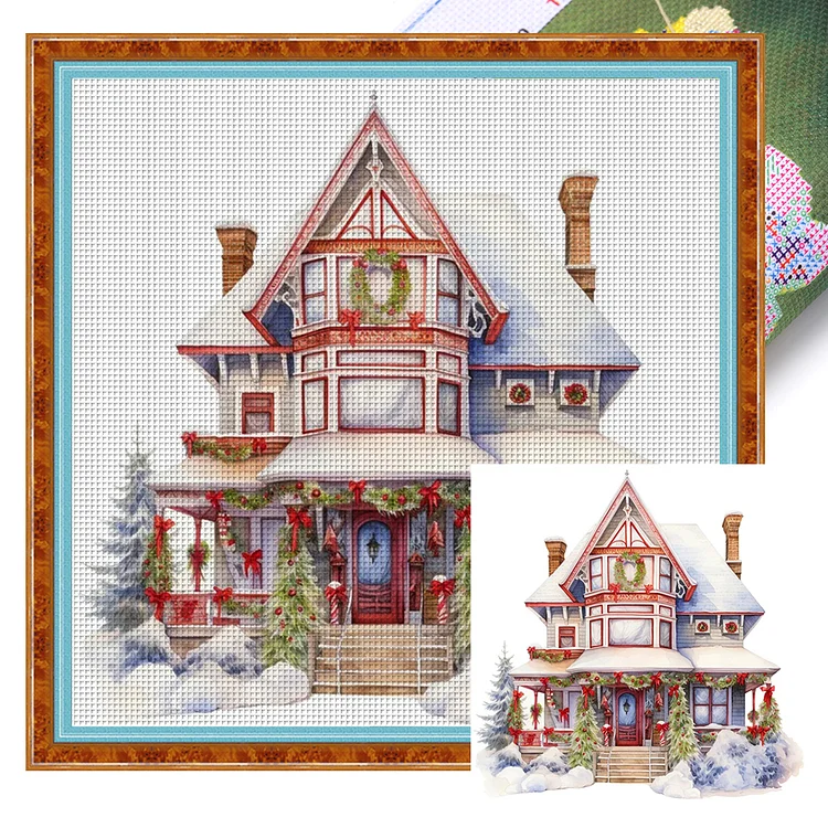 Christmas Cabin - Printed Cross Stitch 11CT 50*50CM