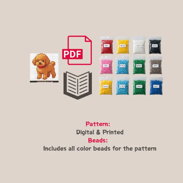 Toy Poodle Pattern Fuse Bead Kit  | Cute DIY Fuse 1309 Beads Set