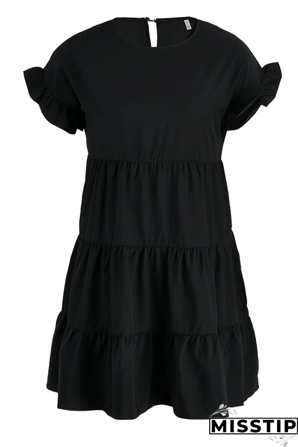 Blue Casual Solid Patchwork Fold Stringy Selvedge O Neck A Line Dresses