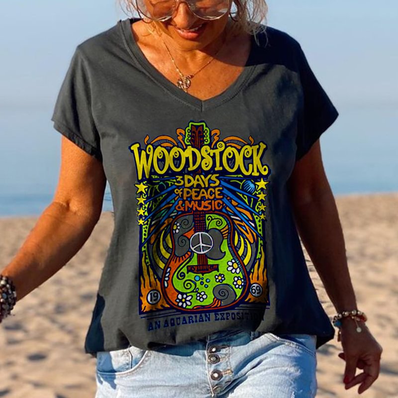 Woodstock 3 Days Of Peace & Music Hippie Oversize Women's T-shirt