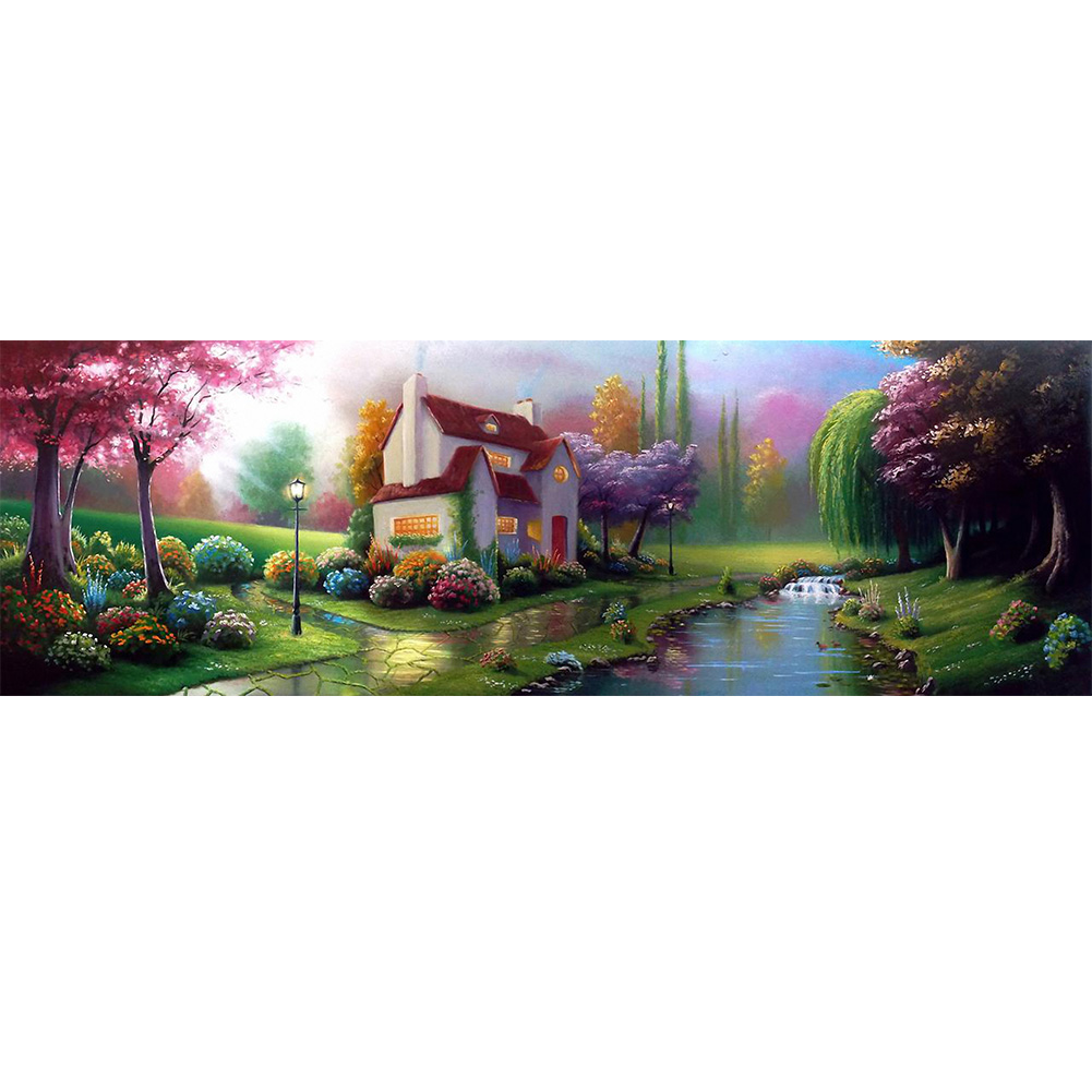 

80*30CM - Round Drill Diamond Painting - River House, 501 Original