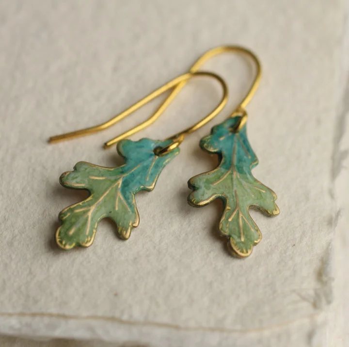Vintage Tiny Oak Leaf Earring