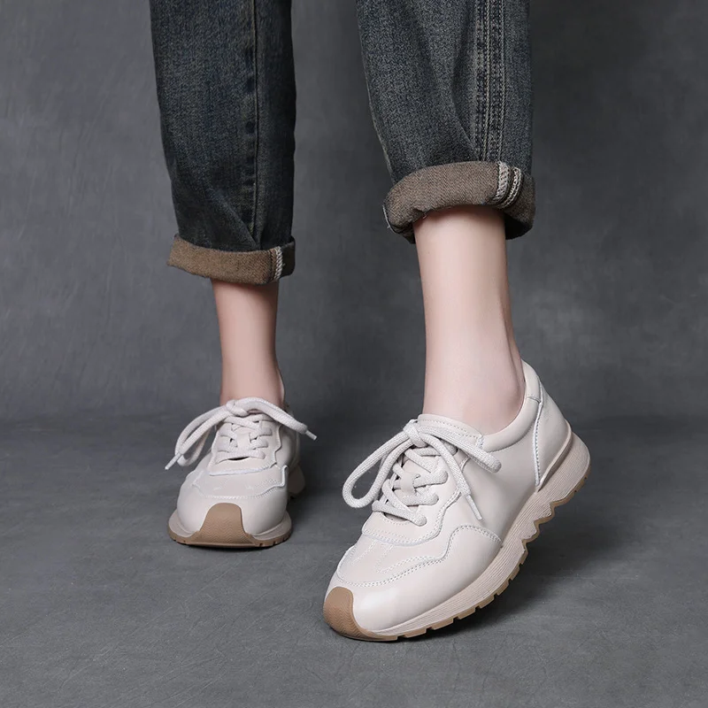 Yyvonne Layer Cowhick Retro Thick-Soled Casual Shoes Women 2025 Spring Festival New Port Style Forrest Shoes Flat Women's Shoes