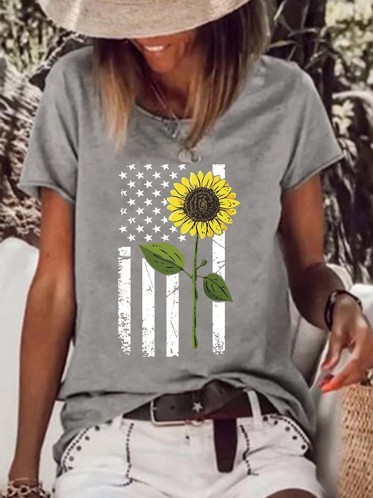 Sunflower Flag Raw Hem Tee-00147