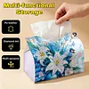 Lilies and Birds DIY PU Diamond Painting Tissue Box Kit Desktop Tissue Holder with Rhinestone Diamond Desk Decorative Tissue Box for Adults Desktop Storage Organizer