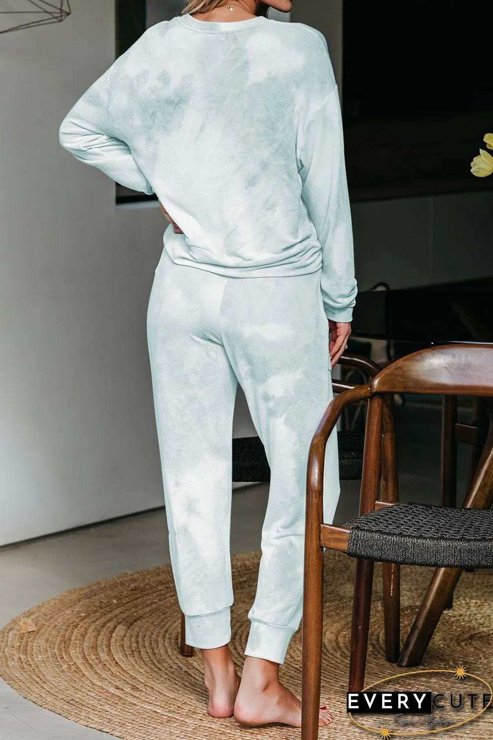 Sky Blue Tie-dye Knit Lounge Set