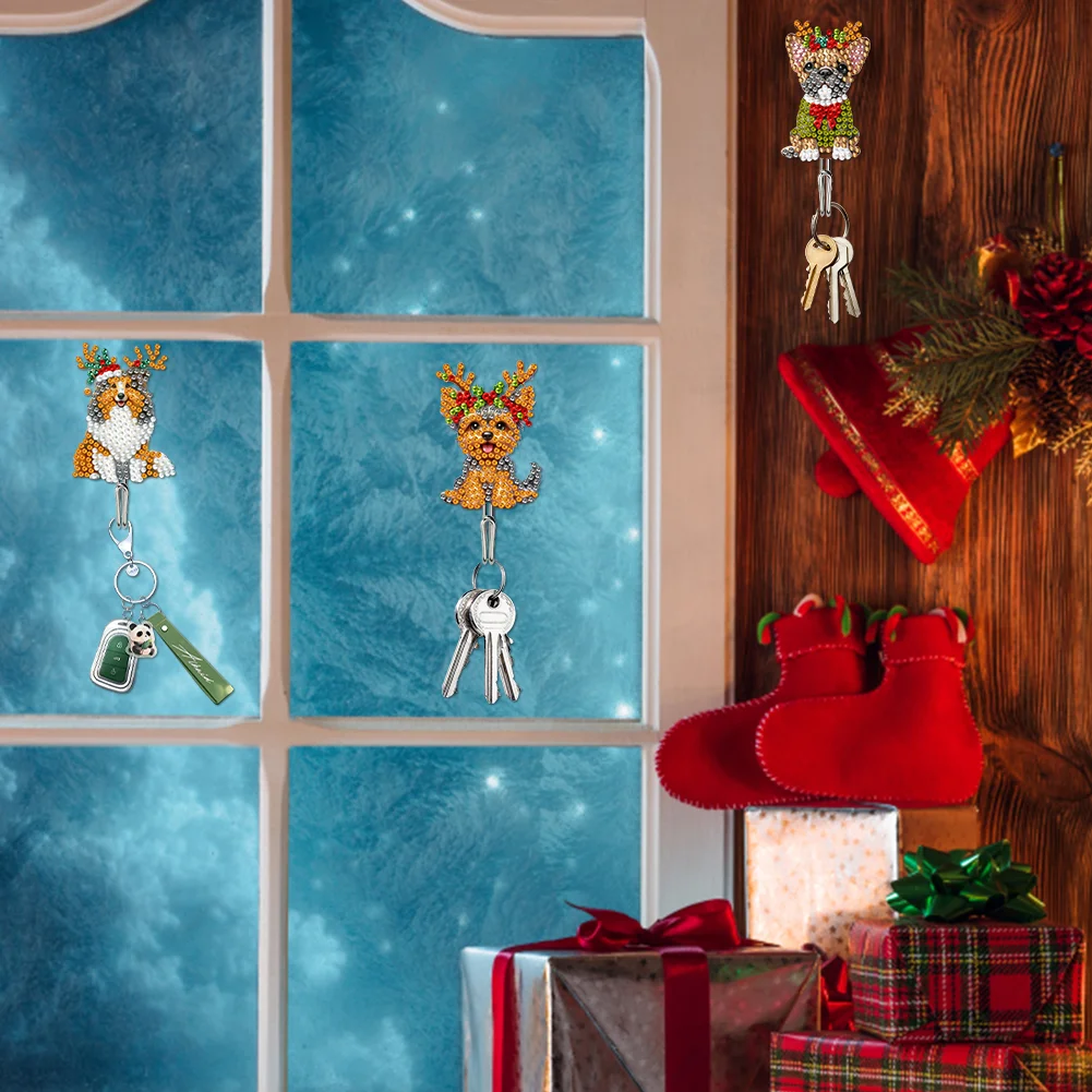 6Pcs DIY Christmas Dog Diamond Painting Hooks Christmas Diamond Art Wall Hooks