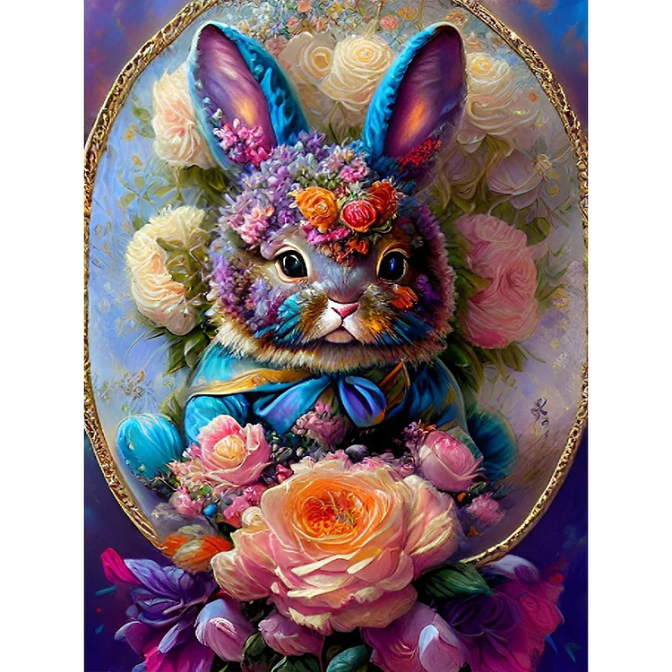 The Flower And The Rabbit 30*40CM(Canvas) Full Round Drill Diamond Painting gbfke