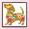 Flower Puppy Full 11CT 3 Strands DIY Stamped Embroidery Needlepoint Starter Kits 15.75x15.75inch Cross Stitch Art and Crafts Kits for Beginners Adults Home Decor
