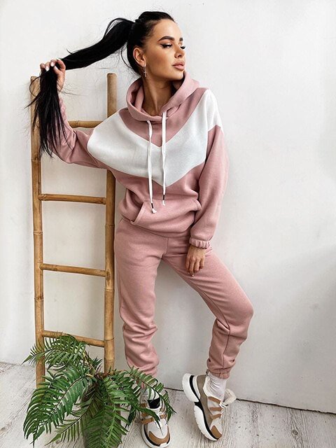 Autumn Winter Women Two Piece Outfits Long Sleeve Hoodies And Sweatpants Suit Solid Casual Woman 2021 Tracksuit Sports Pullover